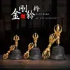 Vajra de Bronce y Mazo de Xizang, Mazo Vajra de Cinco Puntas, Campana de Mano para Meditación, Negro, Tamaños Mediano y Grande, Artículo Decorativo, Suministros Budistas