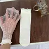 Meias curtas brancas com bolinhas e babados para mulheres, meias de verão finas de malha transparente estilo Lolita doce, estilo japonês
