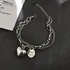 Japonês e Coreano Indústria Pesada Amor Redondo Dupla Camada Pulseira de Namorada Feminina Design de Nicho Ins Estilo Retrô Hip-Hop Pulseira Personalizada