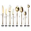 Elegante Juego de Cubiertos de Acero Inoxidable 304 Color Dorado Estilo Occidental para Bistec, Tenedor y Cuchara, Juego de Tres Piezas para Uso en Casa