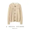 Nuevo Cárdigan de Punto para Mujer Otoño/Invierno 100% Cachemira, Cuello Redondo, Falso Dos Piezas, Manga Larga, Cárdigan Grueso Holgado Adelgazante Vintage