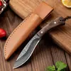 Machete pequeño de exterior cuchillo de carne a mano cuchillo para comer cordero cuchillo de carne a mano mongol patrón de Damasco cortador de carne multiusos