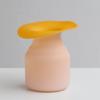 Creativo Americano bicolor blanco mate boca grande jarrón de vidrio hecho a mano para el hogar arreglo floral decoración de escritorio adornos