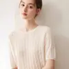 Baicai Rong Caxemira Manga Curta Estilo Coreano Feminino Gola Redonda Tricô Trançado Solto Suéter Novo Top