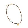 Collar con Colgante de Calabaza Estilo Maillard para Primavera y Verano, Cadena para Suéter con Piedra Ojo de Tigre y Perlas, con un Toque de Lujo Ligero y de Alta Gama para Mujeres de Nicho