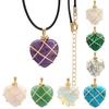 Fornecimento transfronteiriço de colar Crystal Love pingente de pedra preciosa de cor natural enrolamento diy coração em forma de colar Barbie atacado