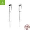 Brinco de prata comércio exterior novo leve simples geométrico 925 prata esterlina brincos femininos longos banhados a platina brincos da moda SCE550