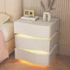 Mesita de Noche Estilo Crema Dormitorio Creativo Hogar Nuevo Moderno Simple Gabinete de Almacenamiento de Mesita de Noche de Alta Gama con Luz Venta al por Mayor