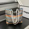 Bolsa Fresca Rayada de Verano para Mujer 2026 Nueva Moda Tendencia Bloqueo de Color Bolso Tote Gran Capacidad Bolso de Hombro para Viajes