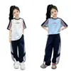 Conjunto de Duas Peças para Meninas: Camiseta Nova de Verão Fina com Manga Curta e Calça Longa para Crianças Maiores, Roupa Esportiva Tendência Combinando Pai e Filho