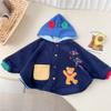 Estilo Outono e Inverno Lã Grossa Estilo Japonês Lindo Xale para Meninos e Meninas, Capa com Capuz Corta-vento e Quente