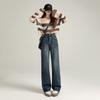 Pantalones de Pierna Ancha Suaves Elásticos Holgados Ajustados Cómodos Rectos Anchos Otoño e Invierno Combinan con Todo Jeans Suaves Pantalones Azul Nostálgico