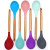 Juego de Utensilios de Cocina Espátula de Silicona con Mango de Madera Espátula de Haya Cuchara Utensilios de Cocina Espátula Ranurada Brocha para Aceite Batidor de Huevos Espátula Sartén Antiadherente