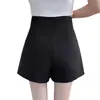 Shorts de alfaiataria pretos 2026 novo outono e inverno A-line irregular casual de perna larga estilo bermuda saia-calça para pessoas baixinhas