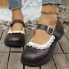 Nuevos Zapatos Pequeños de Cuero Mary Jane Retro para Mujer Primavera y Verano Estilo Francés Punta Redonda Estudiantes con Faldas Planos Estilo Japonés