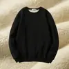 Sudadera de sherpa de peso pesado estilo americano, unisex, con forro y grosor añadidos, cuello redondo, versátil, cálida y disponible en tallas grandes, de manga larga