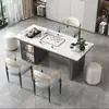 Juego de Mesa de Té y Sillas de Pizarra de Lujo Ligero, Moderno y Sencillo, Multifuncional, Adecuado para Uso Doméstico, Mesa de Té Pequeña para Balcón, Mesa Integrada para Preparación de Té de Oficina