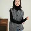 2025 Novo Outono e Inverno Fio de Lã Cashmere Florido Gola Redonda Tricô Colete Cardigan Sem Mangas Macio Cera Quente Colete Top