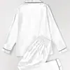 Pijama de Satín de Verano Transfronterizo Europeo y Americano, Cárdigan de Color Sólido con Solapa, Mangas Largas, Pantalones Largos, Superficie Lisa, Conjunto de Ropa de Casa para Mujer