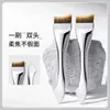 Brocha para Base, Brocha de Maquillaje Plana en Forma de Media Luna, Brocha Plana para Base Líquida sin Marcas, Brocha Ultra Fina para Corrector, Brocha para Mascarilla