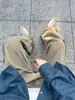 Pantalones de Trabajo de Color Sólido Lavados para Hombre, Estilo Primavera y Otoño, Pantalones Holgados de Pierna Recta Caídos, Estilo Japonés, Pantalones de Estilo Perezoso de Invierno para Hombre