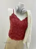 Camisola Francesa de Encaje con Cuello en V y Almohadillas Integradas, Ropa Interior Push-Up, Camiseta sin Mangas Ajustada