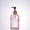 Botella de Lavado de Manos de Rayas Verticales de Alta Calidad, Vidrio Espeso, Botella Dispensadora Multifuncional para Loción y Gel de Ducha, Botella de Vidrio Resistente a la Humedad y al Calor