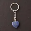 Llavero de Cristal Natural 20mm Corazón Piedra de Palma Corazón de Melocotón con Forma de Colgante DIY Colgante Llavero de Piedra Preciosa Natural