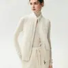 Esencial para capas~Chaleco de cachemira sin mangas chaqueta de algodón a cuadros cuello alto con bolsillos y cremallera cárdigan de punto chaleco prenda exterior