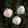 Producto Nuevo Transfronterizo Bola de Espuma de 8 cm Colgante para Árbol de Navidad Bola Colgante Bola con Estampado de Tela de Estrella Decoración Arreglo