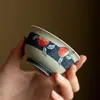 Taza de Té de Cerámica Color Caramelo Vintage Pintada a Mano con Melocotón para Uso Doméstico, Taza de Maestro de Boca Ancha, Taza Única para Set de Té Kung Fu para Beber Té