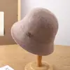Chapéu de Pescador de Lã Estilo Japonês Feminino Outono e Inverno Estilo Coreano Chapéu Boina com Laço Chapéu de Balde Espesso Quente para Exterior Tendência