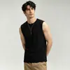 Camiseta regata de algodão puro de peso pesado (260g) para homens, sem mangas para esportes, fitness, basquete, cor sólida, camiseta íntima de algodão com ombros largos