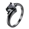 Anel com Zircônia Granate em Forma de Coração Ouro Negro Feminino, Tamanho 6-10 Flechas