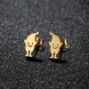 Brincos de Aço Inoxidável Distintivos de Moda Nicho Dourado Brincos de Personagem de Desenho Animado Luxo Leve Combinação com Tudo Brincos de Palhaço em estoque
