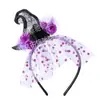 Diadema de Halloween Tocado Sombrero de Bruja Diadema Diadema Divertida Decoración de Graduación Lazo Calabaza Accesorio para el Cabello de Malla