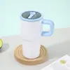 Nuevo vaso de hielo plegable con pajilla, termo portátil para exteriores con asa, vaso para coche de doble capa al vacío para sublimación