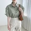 Camisa Chic de Verano Nuevo Estilo Coreano de Manga Corta con Diseño Sencillo
