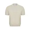 F092 Moda de Rua Estilo Nicho para Homens e Mulheres, Estilo Old Money, Cor Sólida, Toque de Luxo, Design de Gola Redonda, Camiseta de Tricô Ajustada Masculina