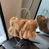 2026 Nova Bolsa de Pelúcia de Outono Feminina Tendência Moda Bolsa de Mão Bolsa de Pelo High-End Nicho Bolsa de Ombro Único Transversal