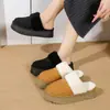 Pantuflas gruesas peludas para mujer talla grande, nuevo estilo de moda invierno 2026, forradas de felpa, zapatillas de media caña cerradas estilo Birkenstock, tallas 41 a 43