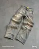 Marca de Moda de Rua Americana Retro Y2K Transfronteiriça Jeans Preto Solto de Meio-Calça Confortável com Zíper e Retalhos Destacáveis
