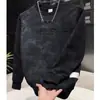 Outono/Inverno 2025 Novo Versátil Tendência Pulôver Estampa de Letras Gradiente Top Masculino Manga Longa Casual Moda Moletom