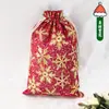 Bestseller transfronterizo: Bolsa grande de Navidad con estampado dorado y cordón, bolsa de regalo de arpillera, bolsa de regalo para dulces de Navidad, bolsa de regalo hecha a medida