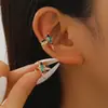 Brinco de Clipe Feminino Exquisito, Compacto, Simples e Fofo de Orelha de Pássaro, Cobre com Zircônia Embutida, Brincos Perfurados de Nicho de Alto Padrão