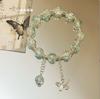 Pulsera Mori Esmalte Mariposa Verde Pulsera Media Pulsera para Hombres y Mujeres Temperamento Moderno Cristal Blanco para Mejores Amigos Accesorios