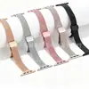 Adecuado para Apple iWatch, correa de reloj de malla espiga espiga de trigo de cintura pequeña con cierre magnético, correa de reloj de acero inoxidable para mujer