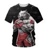 Camiseta de manga corta de comercio exterior de verano con estampado digital 3D de león y tigre para hombre y mujer, cuello redondo, moda informal holgada