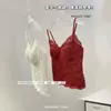 Camisola Francesa de Encaje con Cuello en V y Almohadillas Integradas, Ropa Interior Push-Up, Camiseta sin Mangas Ajustada