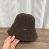 Sombrero de Pescador Simple de Punto Japonés para Mujer Otoño Invierno Pequeño Logo Sombrero de Cubo Estilo Coreano Marca de Moda Caliente Adelgazante para la Cara Sombrero de Cubo